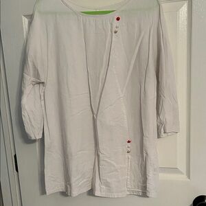 White Button-Accent Tunic Top